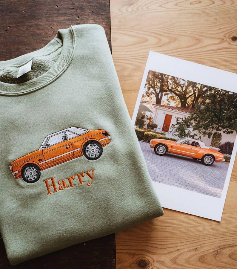 Car Photo Embroidered, Custom Embroidered Car Sweatshirt, Custom Car Guy Gift, Dad Gift, Custom Sweatshirt, Gift for him, Car Lover Gift - Image 4
