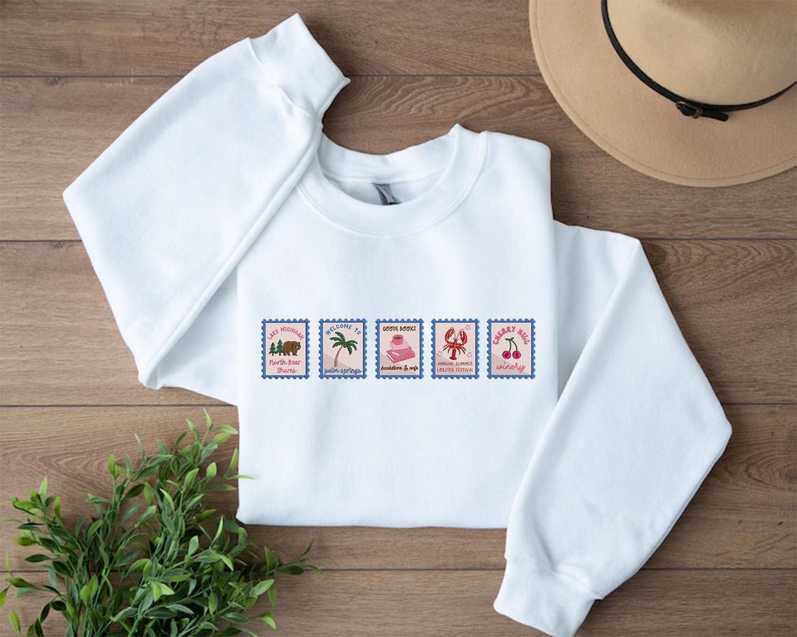 Emily Henry Stamps Embroidered Sweatshirt