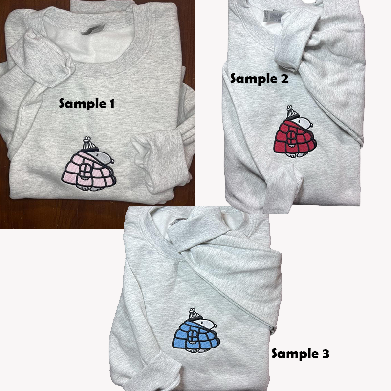 Random Snoopyy Winter Puffer Jacket Embroidered Sweatshirt