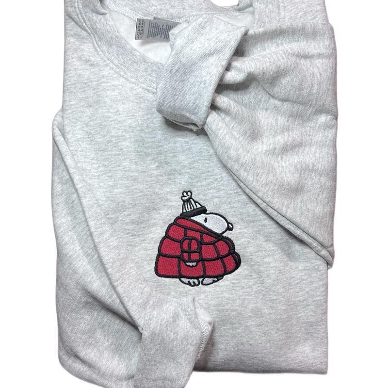 Random Snoopyy Winter Puffer Jacket Embroidered Sweatshirt - Image 2