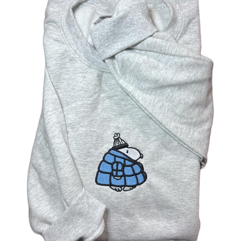 Random Snoopyy Winter Puffer Jacket Embroidered Sweatshirt - Image 3