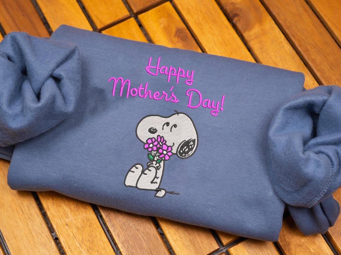 Snoopy Happy Mother's Day Embroidered Sweatshirt - Image 5