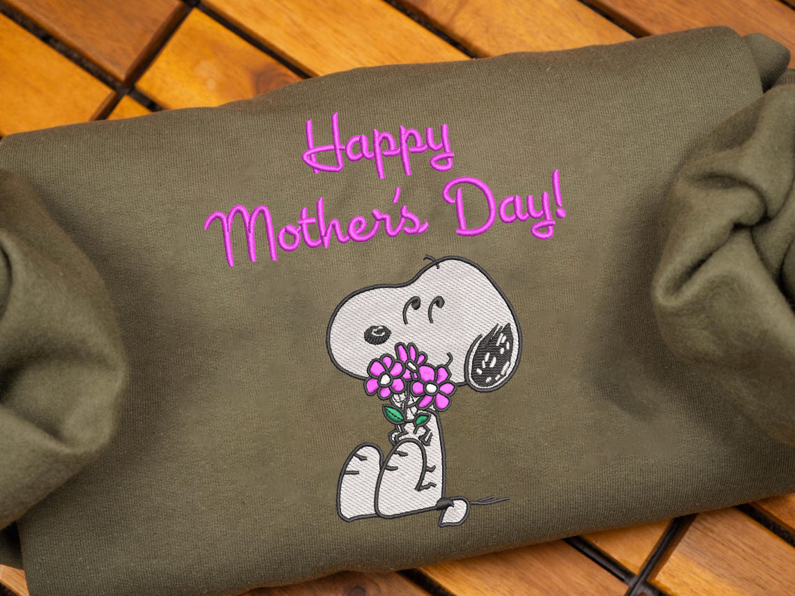 Snoopy Happy Mother's Day Embroidered Sweatshirt - Image 4