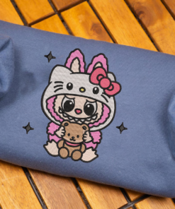 Labubu The Monsters Embroidery Shirt, Labubu Monster Sweatshirt, Cute Labubu And Kitty Embroidered Shirt