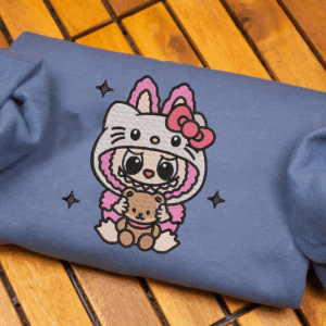 Labubu The Monsters Embroidery Shirt, Labubu Monster Sweatshirt, Cute Labubu And Kitty Embroidered Shirt