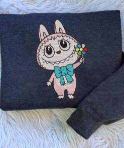 Labubu Embroidery Sweatshirt, Cozy Unisex Crewneck Pullover