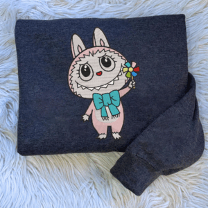 Labubu Embroidery Sweatshirt, Cozy Unisex Crewneck Pullover
