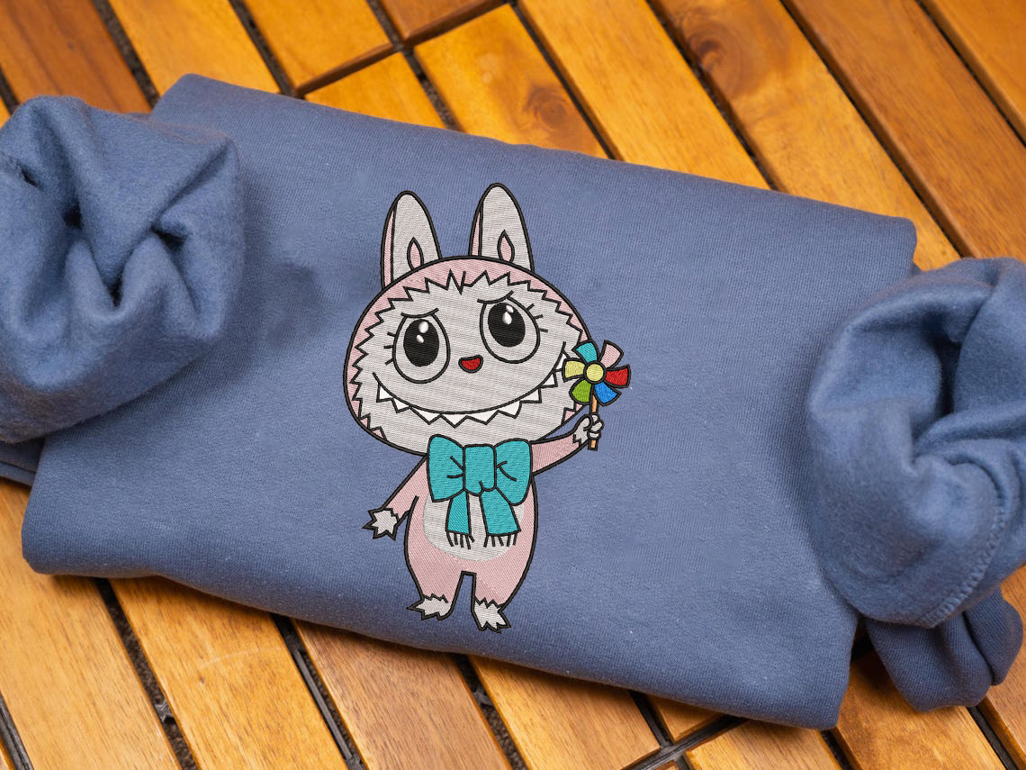 Labubu Embroidery Sweatshirt, Cozy Unisex Crewneck Pullover - Image 2