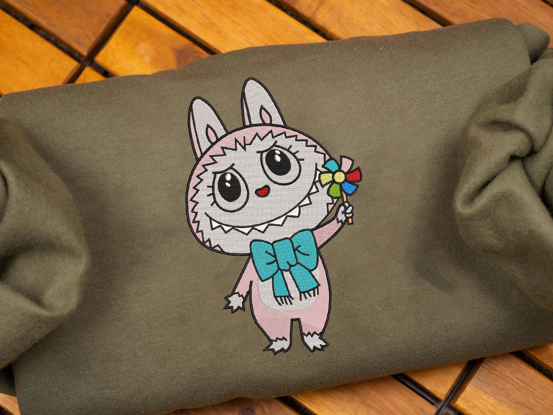 Labubu Embroidery Sweatshirt, Cozy Unisex Crewneck Pullover - Image 4