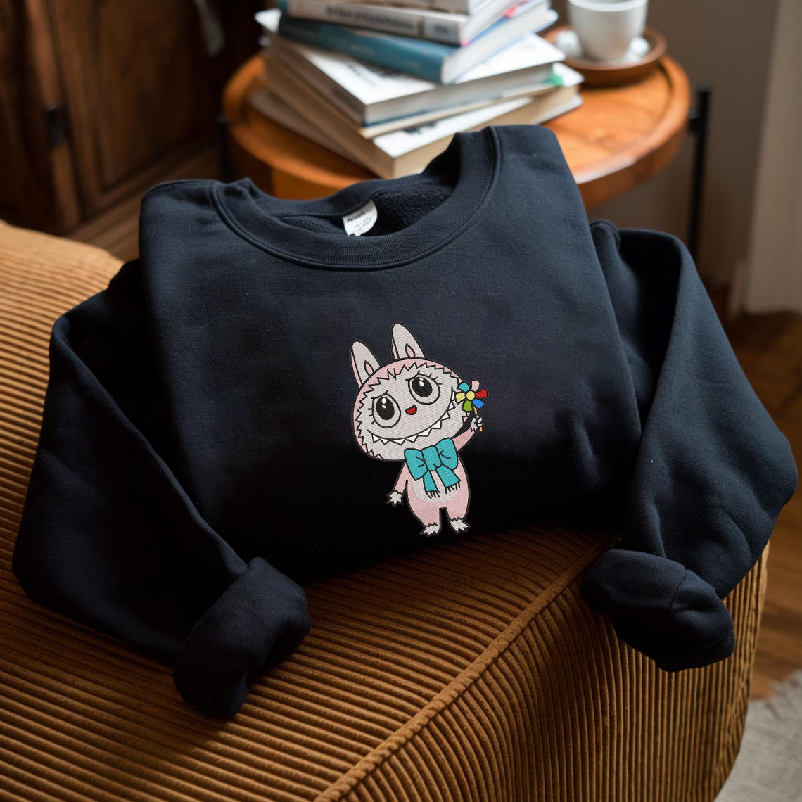 Labubu Embroidery Sweatshirt, Cozy Unisex Crewneck Pullover - Image 3