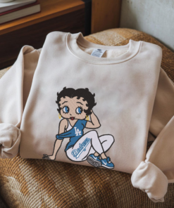Betty Boop LA Baseball Pullover Embroidery Shirt