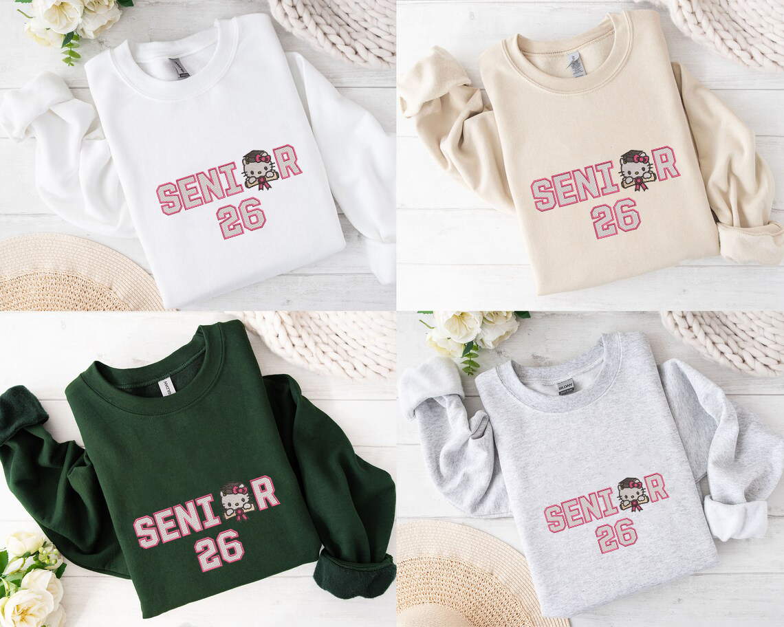 Senior Kitty 2026 Embroidered Sweatshirt, Class of 2026 - Image 3