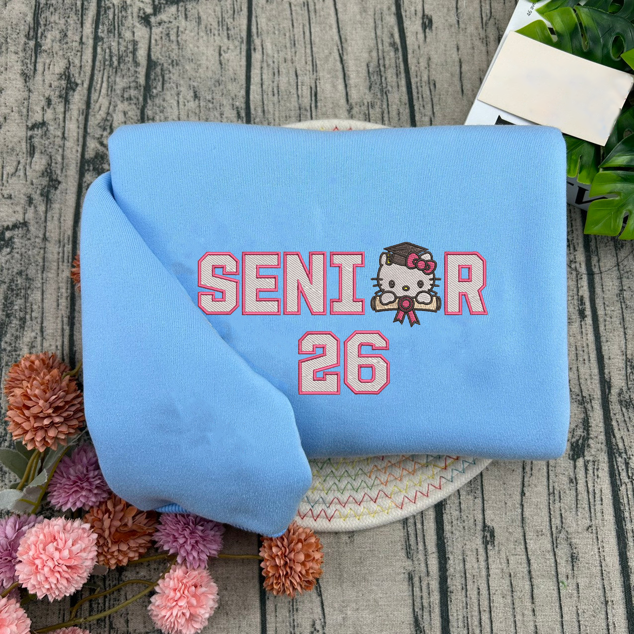 Senior Kitty 2026 Embroidered Sweatshirt, Class of 2026 - Image 2