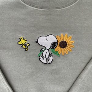 Snoopy Flower Embroidered Sweatshirt