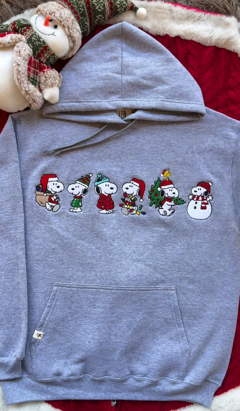 Embroidered Snoopy Sweatshirt, Peanuts Embroidery Crewneck, Embroidered Vintage Snoopy PulloveR, Cute Cozy Dog Sweater Gift