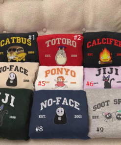 Embroidered Anime Sweatshirt and Hoodie, Spirited Anime Shirt, Gifts for Fans