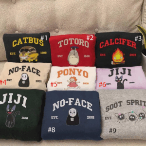 Embroidered Anime Sweatshirt and Hoodie, Spirited Anime Shirt, Gifts for Fans