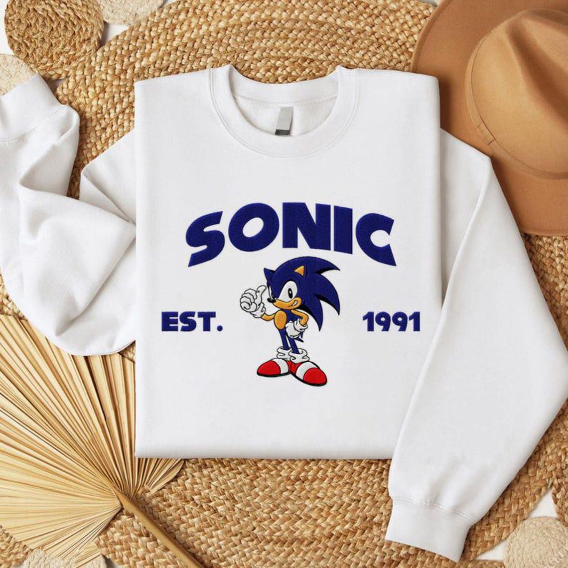 Embroidered Sonic The Hedgehog Sweatshirt and Hoodie, Gift for Gamer - Image 2