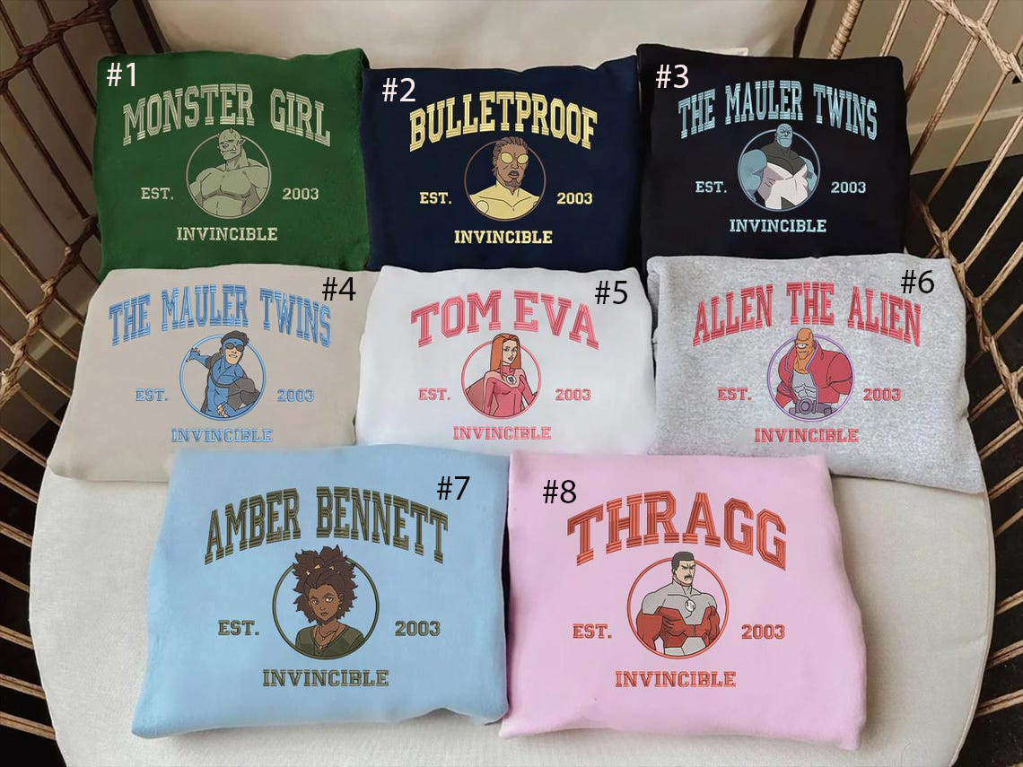 Embroidered lnvincible Sweatshirt, lnvincible TV Embroidered Hoodie, Atom Eve Sweatshirt, Superhero Fan Gift