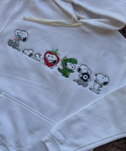 Alternative view of Cute Dog Crewneck Sweatshirt, Funny Shirt, Strawberry Snoopy Embroidered Crewneck, Springs Snoopy