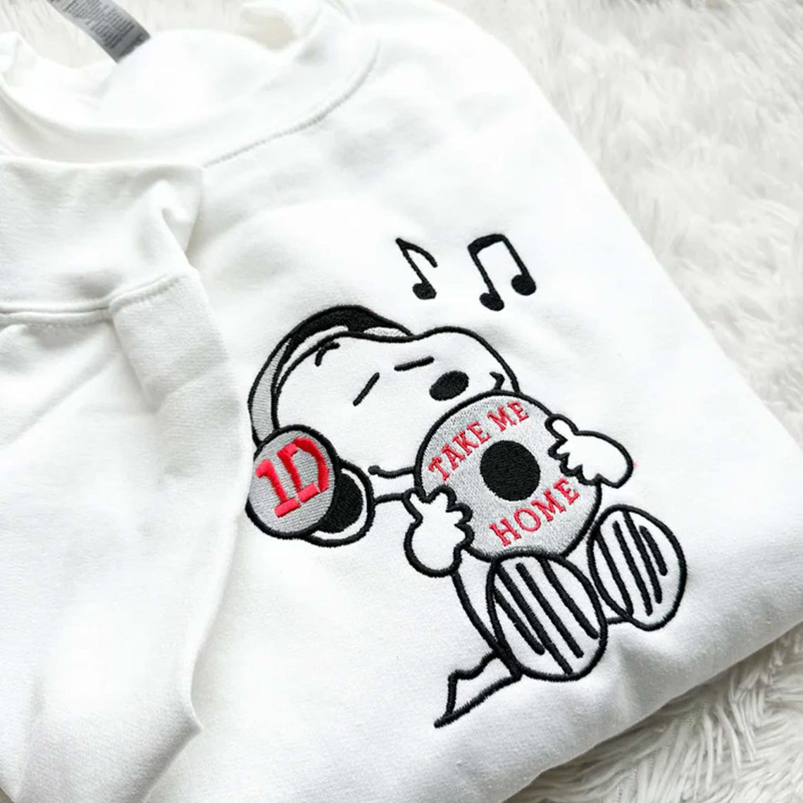 Snoopy Custom Singer/Band And Song Embroidery Sweatshirt, Snoopy Loves Music Embroidery Hoodie - Image 4