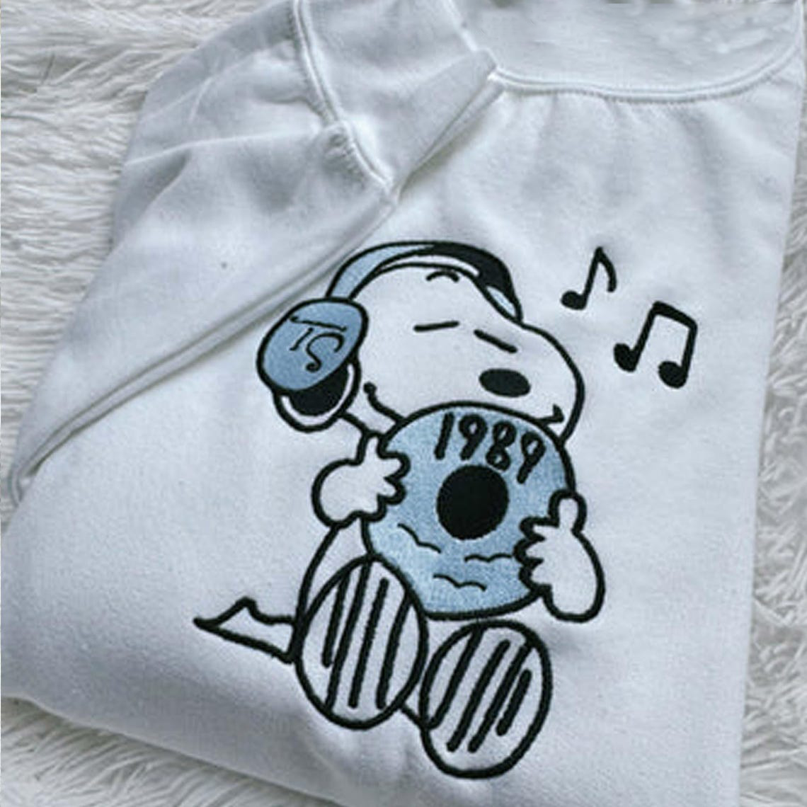 Snoopy Custom Singer/Band And Song Embroidery Sweatshirt, Snoopy Loves Music Embroidery Hoodie - Image 3