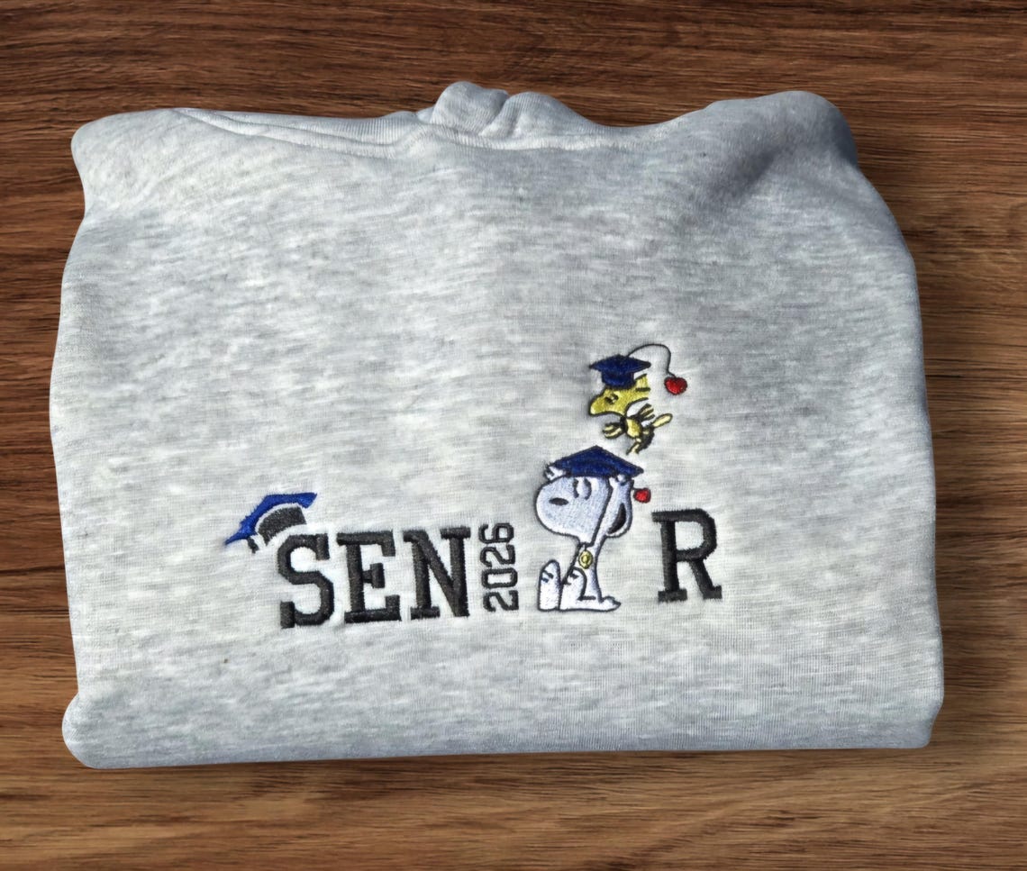 Senior Snoopy 26 embroidered sweatshirt- hoodie- crewneck fan art costume made - Image 3