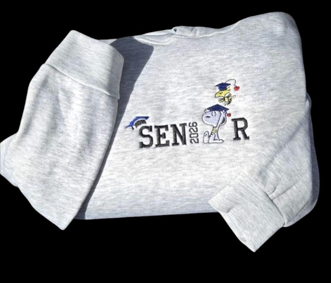 Senior Snoopy 26 embroidered sweatshirt- hoodie- crewneck fan art costume made - Image 2