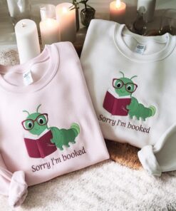 Sorry i'm booked Bookworm Embroidered Sweatshirt, Bookish Oversized Jumper, Embroidered Book Lover Sweatshirt