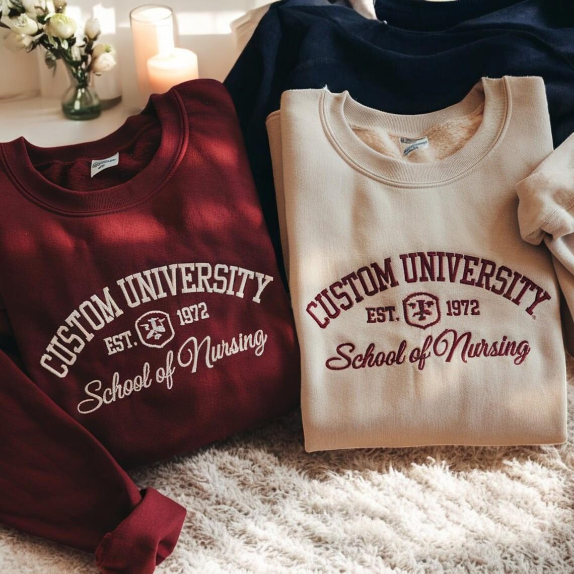 Custom College Embroidered Sweatshirt, university sweaters, personalized sweatshirt, College University Shirt, Graduation Gift For Friend
