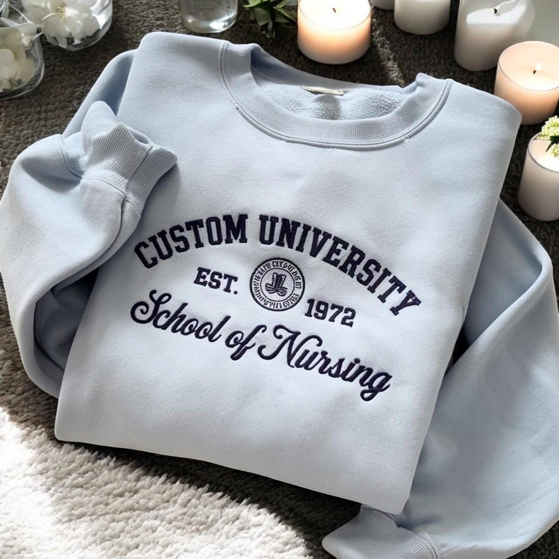 Custom College Embroidered Sweatshirt, university sweaters, personalized sweatshirt, College University Shirt, Graduation Gift For Friend - Image 2