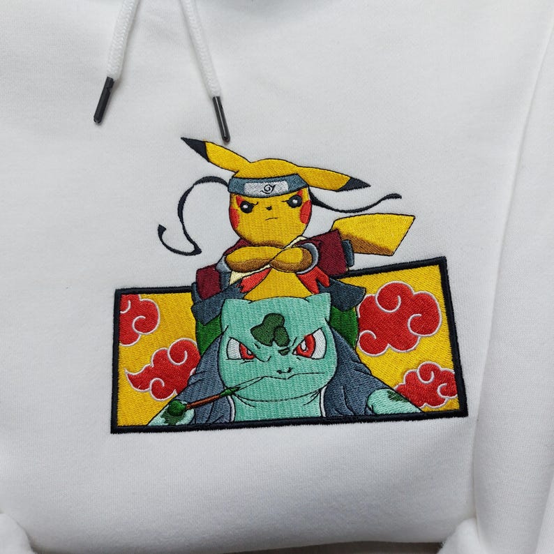 Anime Poke Embroidered Sweatshirt, Poke Shirt, Ninja Embroidered Hoodie - Image 2