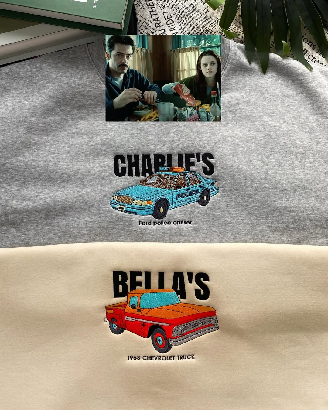 Charlie & Bella Embroidery Sweatshirt, Twilight Fantasy Embroidery, Father’s Day Gift