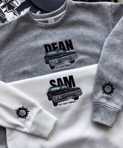 Alternative view of Winchester Brothers Embroidered Sweatshirt, Supernatural Inspired Jumper, Sam And Dean Winchester Embroidery Hoodie