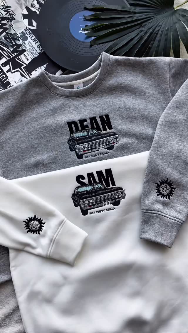 Winchester Brothers Embroidered Sweatshirt, Supernatural Inspired Jumper, Sam And Dean Winchester Embroidery Hoodie - Image 2