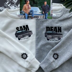Winchester Brothers Embroidered Sweatshirt, Supernatural Inspired Jumper, Sam And Dean Winchester Embroidery Hoodie