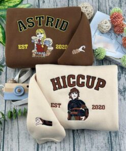 Astrid And Hiccup Embroidered Sweatshirt, How to Train Your Dragon Crewneck