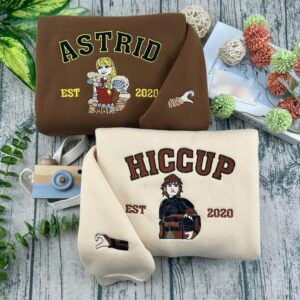 Astrid And Hiccup Embroidered Sweatshirt, How to Train Your Dragon Crewneck