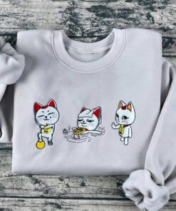 Alternative view of Dandadan Turbo Granny Cat Embroidery, Meme Cat Crewneck for Fans