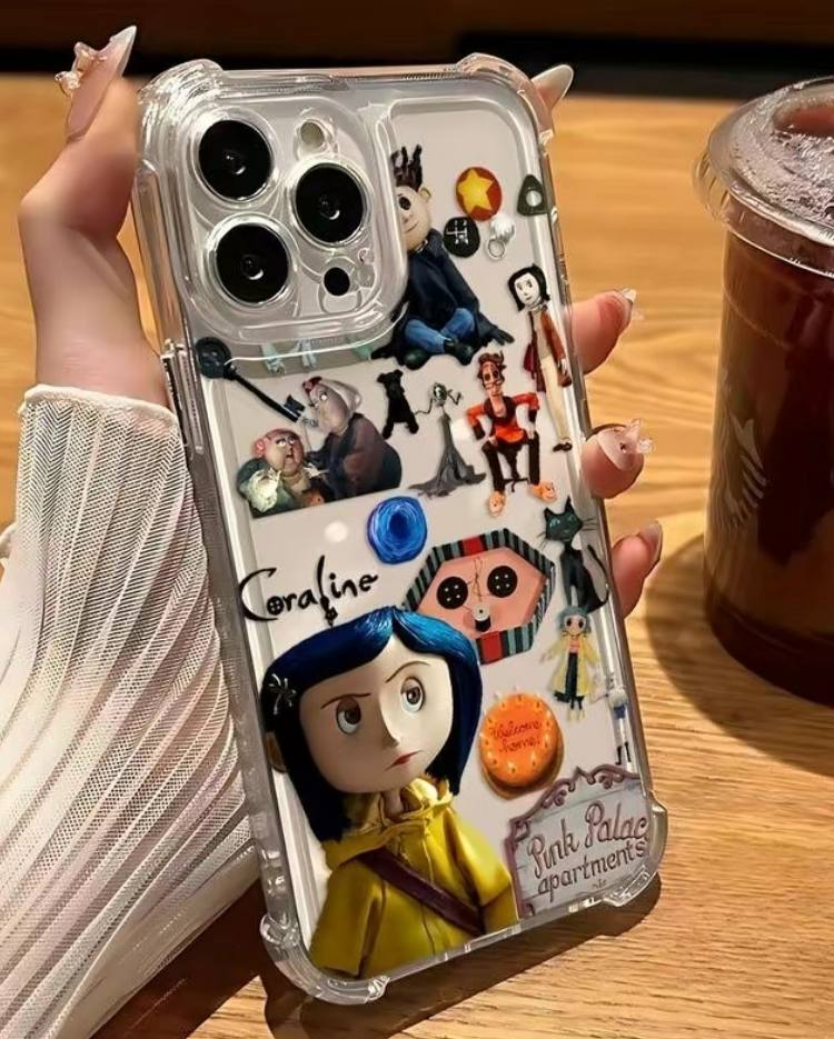 Coraline Movie Phone Case, Retro Halloween Cartoon Phone Cover, Phone 17, 16 15,14,13,12