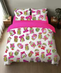 Pickle Lover Pink Bows Four-Piece Bedding Set