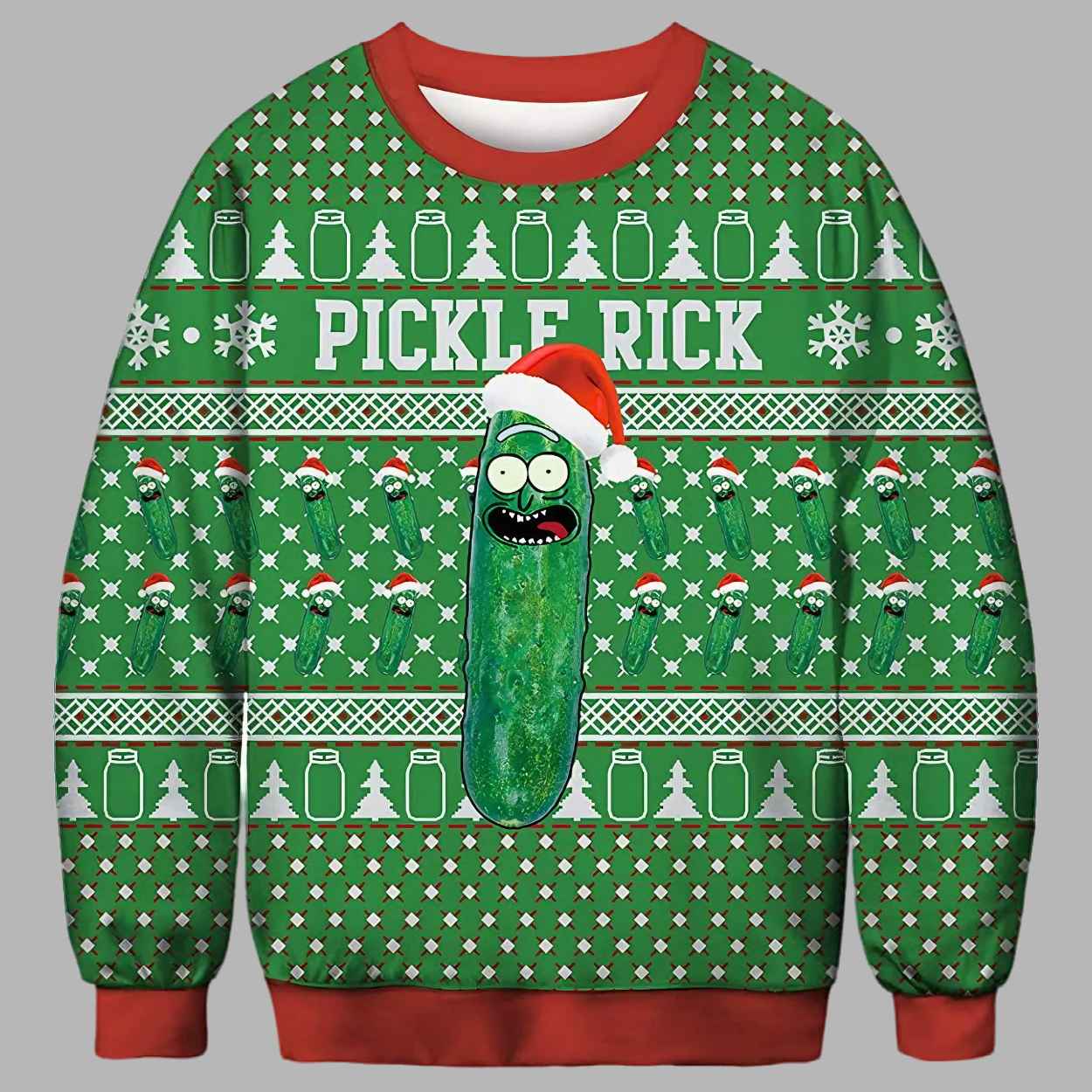 Pickle Rick Ugly Christmas Sweater - gullprint.com