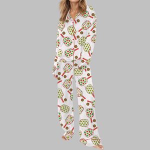 Alternative view of Pickleball Christmas Satin Pajama Set