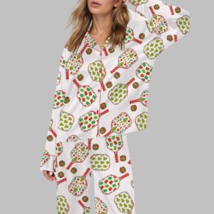 Pickleball Christmas Satin Pajama Set