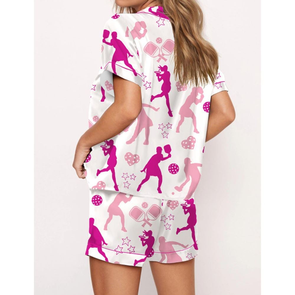 Alternative view of Pickleball Girl Satin Pajama Set For Women