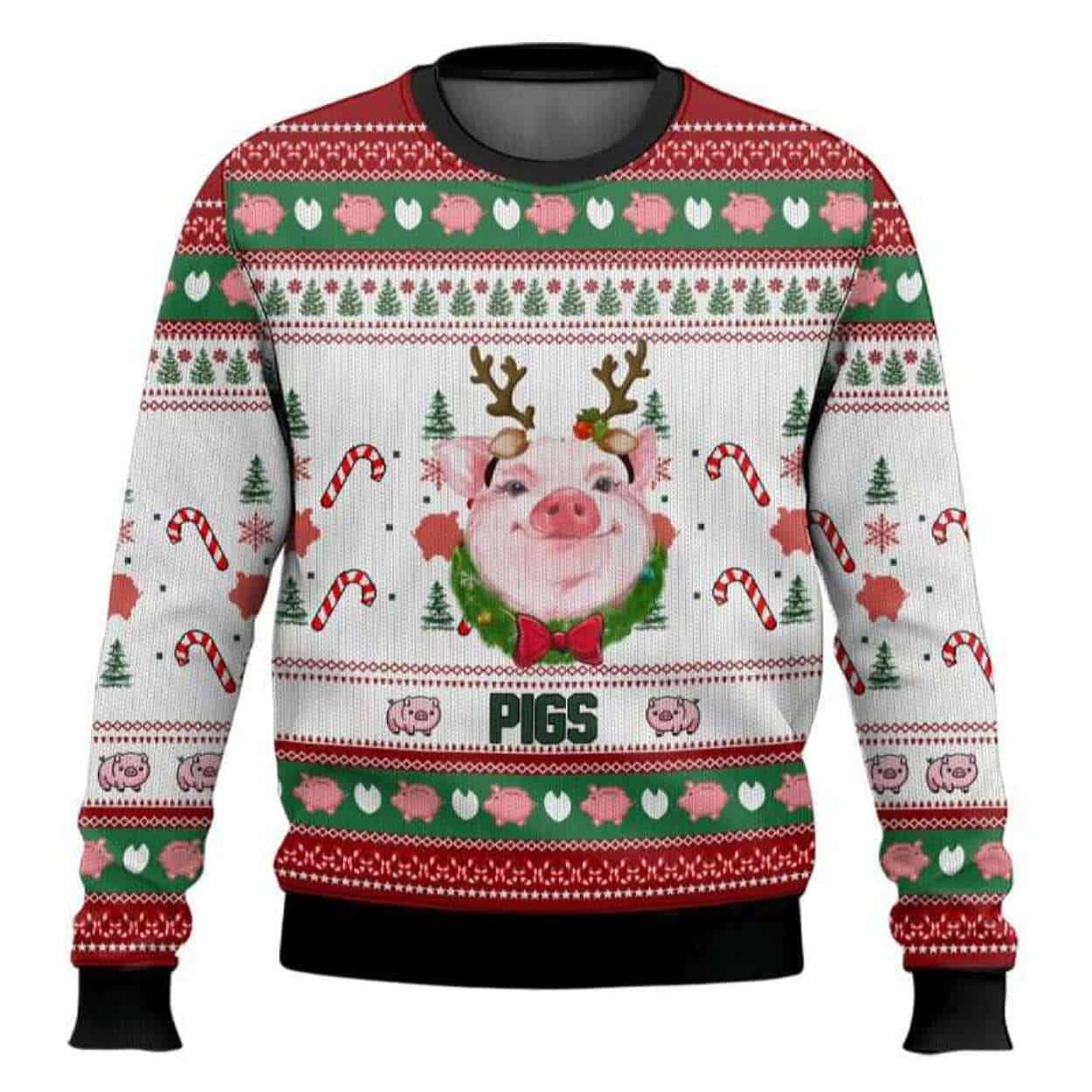 Pigs Santa Hat Ugly Christmas Sweater
