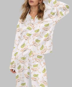 Pink Bow Martini Silky Satin Pajama Set