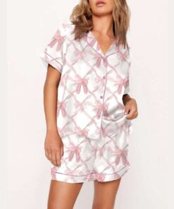 Alternative view of Pink Bow Print Pajama Set