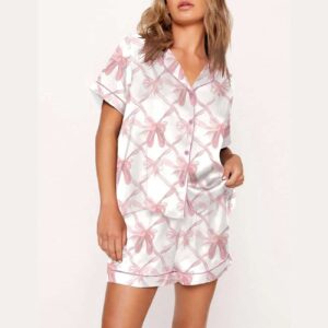 Alternative view of Pink Bow Print Pajama Set