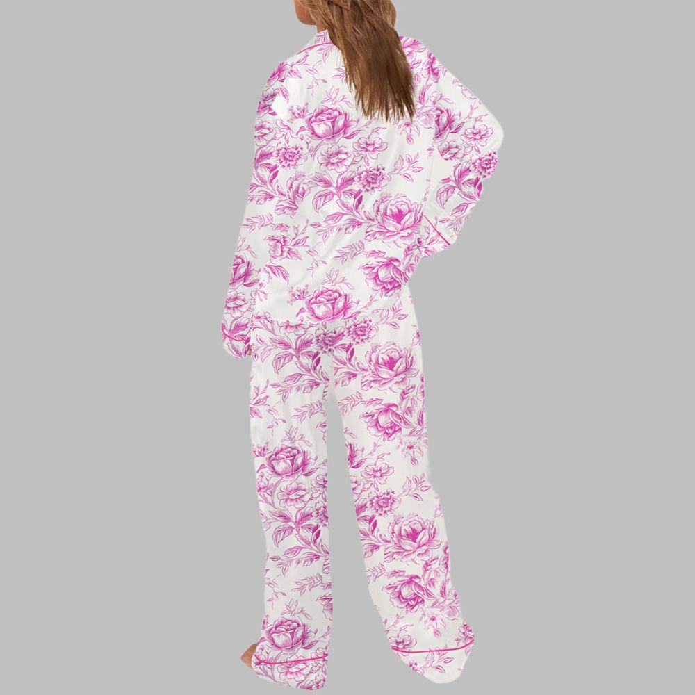 Pink Chinoiserie Floral Pajama Set